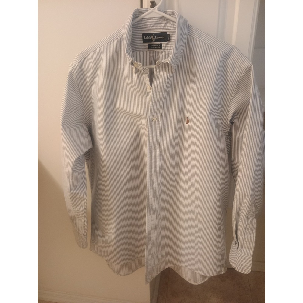 Ralph Lauren Men's Long-Sleeve Shirt Button Down, Classic Fit, Blue/White Stripe - Picture 1 of 4